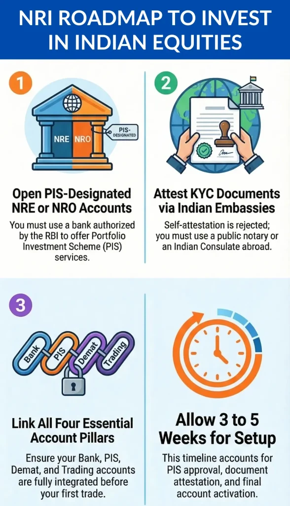 steps an NRI should follow to invest in Indian stocks
